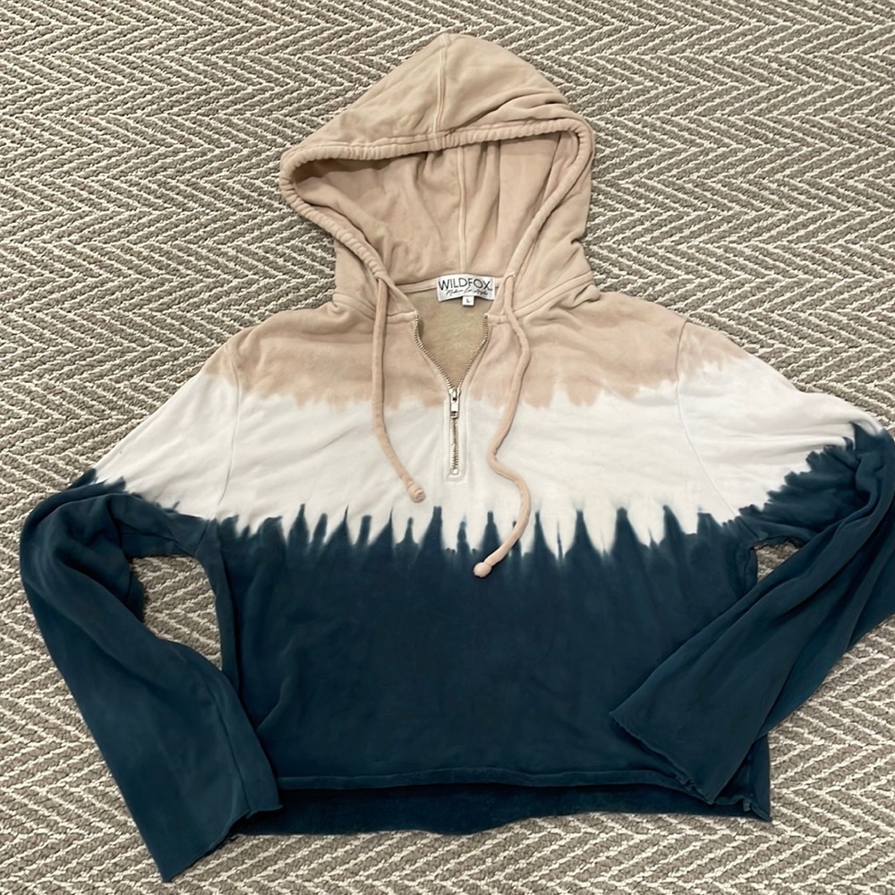 Like new, quarter-zip, Wild Fox, tie-dye hoodie sweatshirt, size L